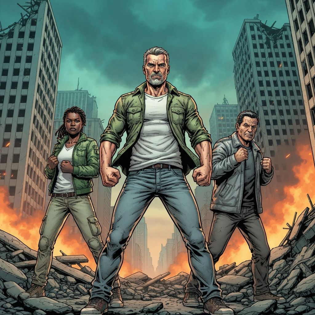 Comic book panel illustration representing survivor resilience